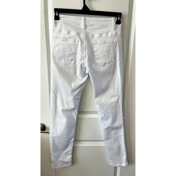 Nature Denim Mid Rise Skinny White Jeans Womens Size 27 Distressed stretch NWOT - Picture 2 of 6